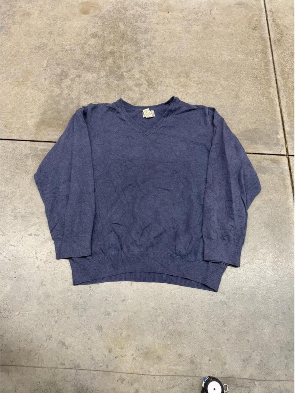 vintage l.l. bean light blue v neck knit sweater size large